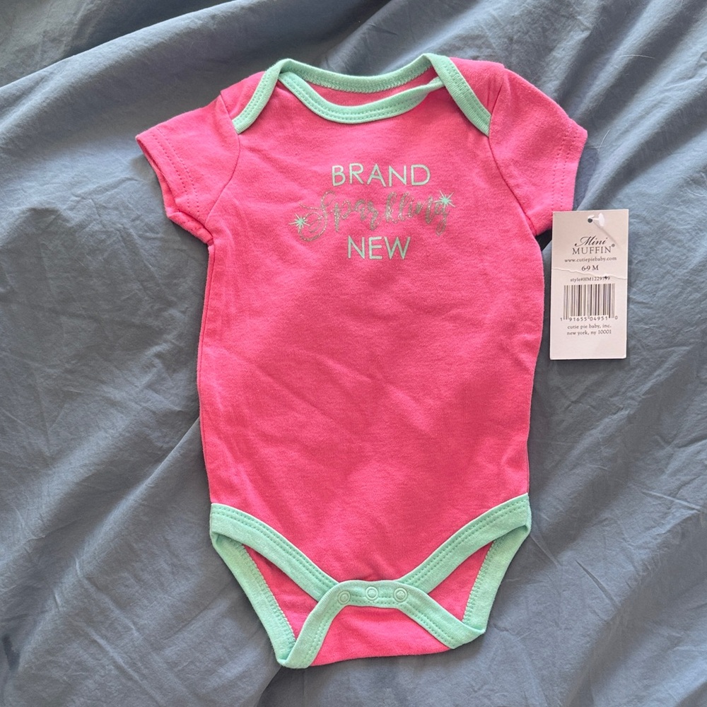 Brand Sparkling New NWT Pink and Green Onesie Size 6-9